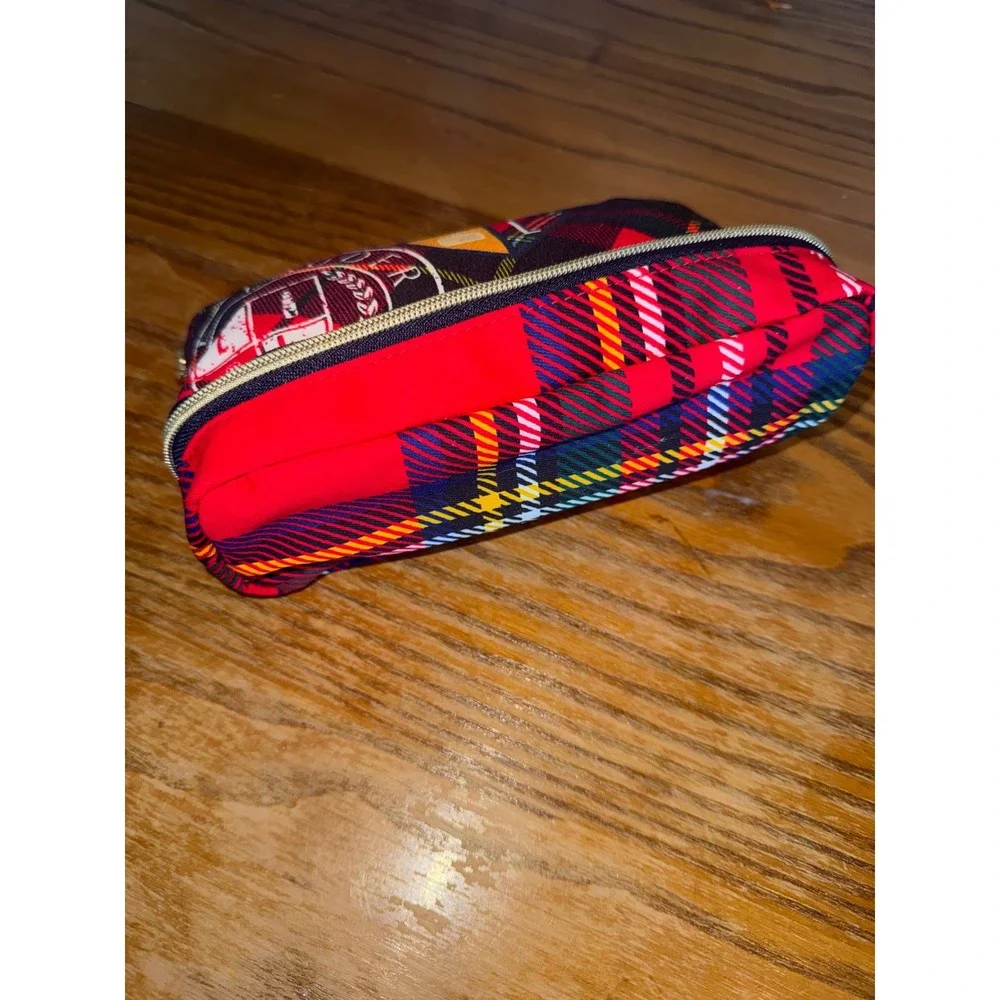 Estee Lauder Red Plaid Makeup Bag Collegiate Crest Travel Cosmetic Case Pouch